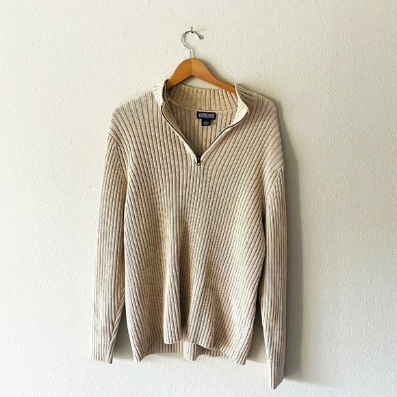 Lands' End Other - Lands’ End cream 100% cotton mens ribbed sweater
